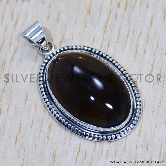 Smoky Quartz 925 Sterling Silver Pendant (SJWP-448) Smoky Quartz 925 Sterling Silver Pendant (SJWP-448)