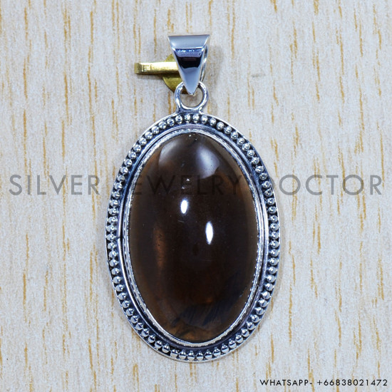 Smoky Quartz 925 Sterling Silver Pendant (SJWP-448) Smoky Quartz 925 Sterling Silver Pendant (SJWP-448)