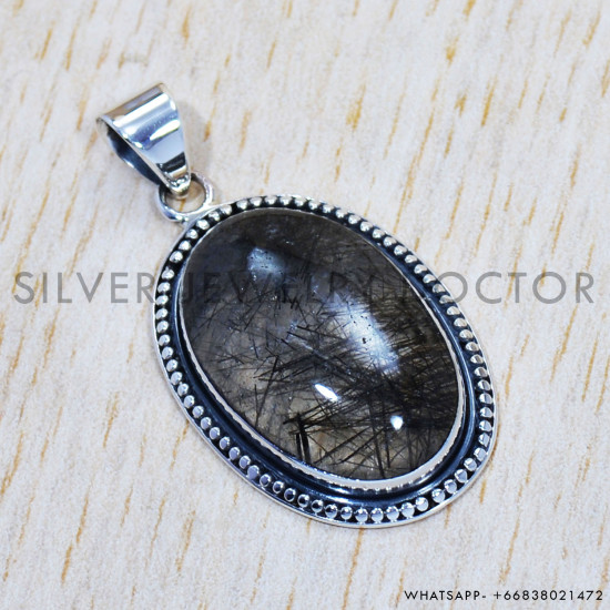 Black Rutile 925 Sterling Silver Pendant (SJWP-449) Black Rutile 925 Sterling Silver Pendant (SJWP-449)