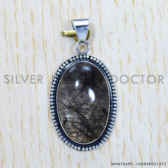 Black Rutile 925 Sterling Silver Pendant (SJWP-449) Black Rutile 925 Sterling Silver Pendant (SJWP-449)