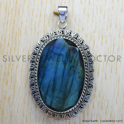 Labradorite 925 Sterling Silver Pendant (SJWP-46)