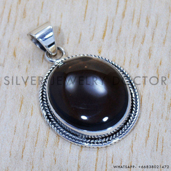 Smoky Quartz 925 Sterling Silver Pendant (SJWP-466) Smoky Quartz 925 Sterling Silver Pendant (SJWP-466)