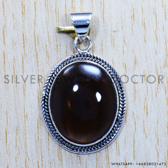 Smoky Quartz 925 Sterling Silver Pendant (SJWP-466) Smoky Quartz 925 Sterling Silver Pendant (SJWP-466)