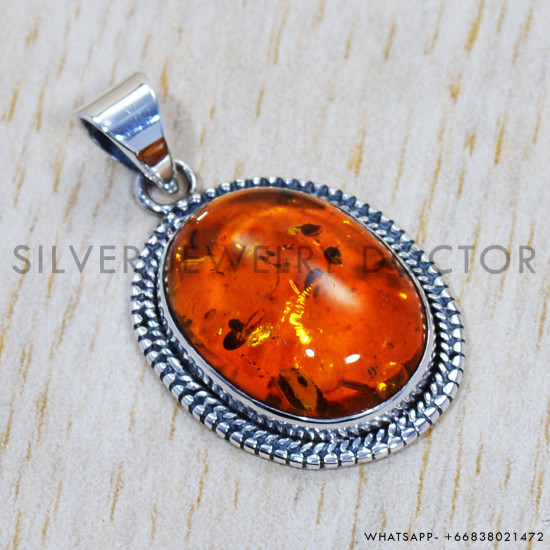 Amber 925 Sterling Silver Pendant (SJWP-468) Amber 925 Sterling Silver Pendant (SJWP-468)