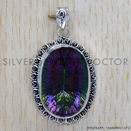 Mystic Topaz 925 Sterling Silver Pendant (SJWP-47) Mystic Topaz 925 Sterling Silver Pendant (SJWP-47)