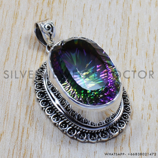 Mystic Topaz 925 Sterling Silver Pendant (SJWP-47) Mystic Topaz 925 Sterling Silver Pendant (SJWP-47)