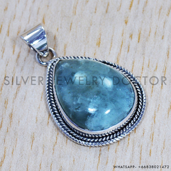 Aquamarine 925 Sterling Silver Pendant (SJWP-470) Aquamarine 925 Sterling Silver Pendant (SJWP-470)
