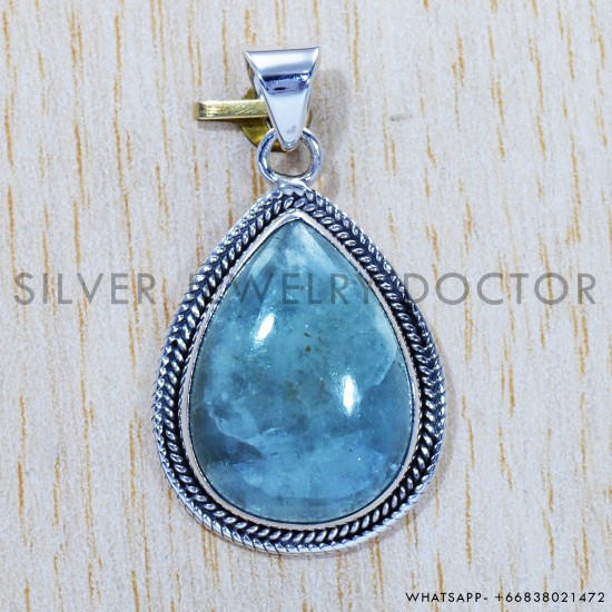 Aquamarine 925 Sterling Silver Pendant (SJWP-470) Aquamarine 925 Sterling Silver Pendant (SJWP-470)