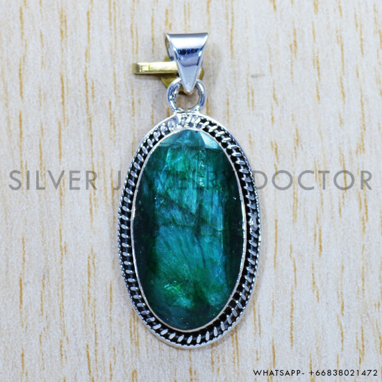 Emerald 925 Sterling Silver Pendant (SJWP-474) Emerald 925 Sterling Silver Pendant (SJWP-474)