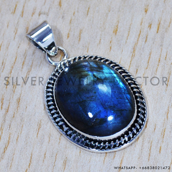 Labradorite 925 Sterling Silver Pendant (SJWP-477) Labradorite 925 Sterling Silver Pendant (SJWP-477)