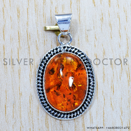 Amber 925 Sterling Silver Pendant (SJWP-487) Amber 925 Sterling Silver Pendant (SJWP-487)