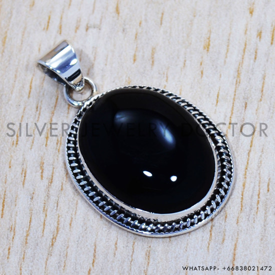 Black Onyx 925 Sterling Silver Pendant (SJWP-489) Black Onyx 925 Sterling Silver Pendant (SJWP-489)