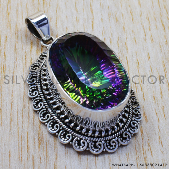 Mystic Topaz 925 Sterling Silver Pendant (SJWP-49) Mystic Topaz 925 Sterling Silver Pendant (SJWP-49)