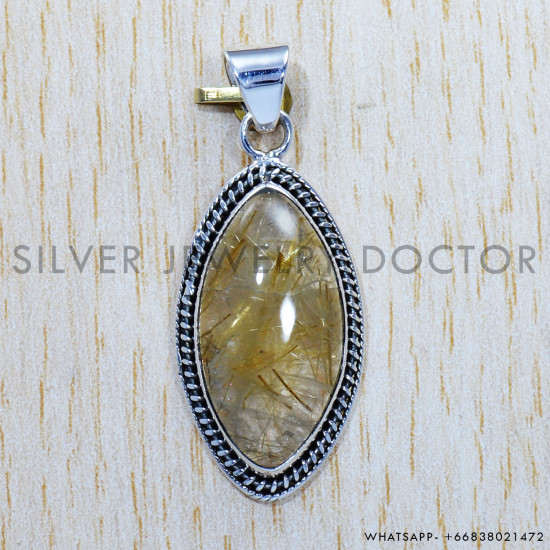 Golden Rutile 925 Sterling Silver Pendant (SJWP-491) Golden Rutile 925 Sterling Silver Pendant (SJWP-491)