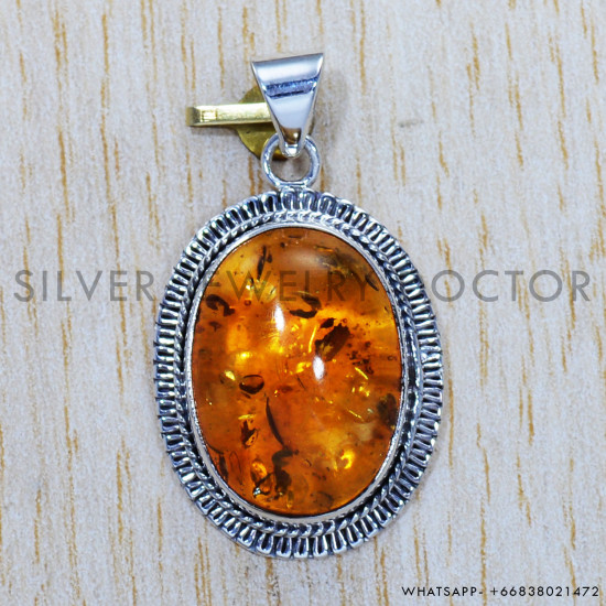 Amber 925 Sterling Silver Pendant (SJWP-493)