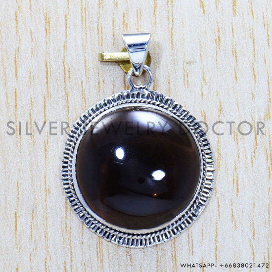 Smoky Quartz 925 Sterling Silver Pendant (SJWP-499) Smoky Quartz 925 Sterling Silver Pendant (SJWP-499)