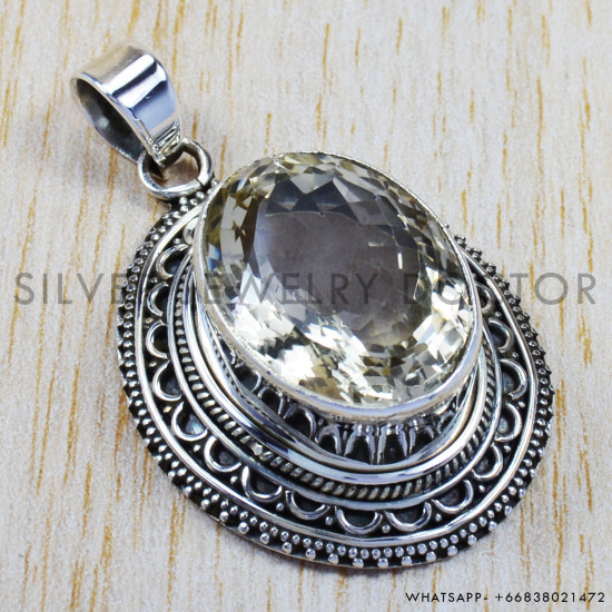 Citrine 925 Sterling Silver Pendant (SJWP-50) Citrine 925 Sterling Silver Pendant (SJWP-50)