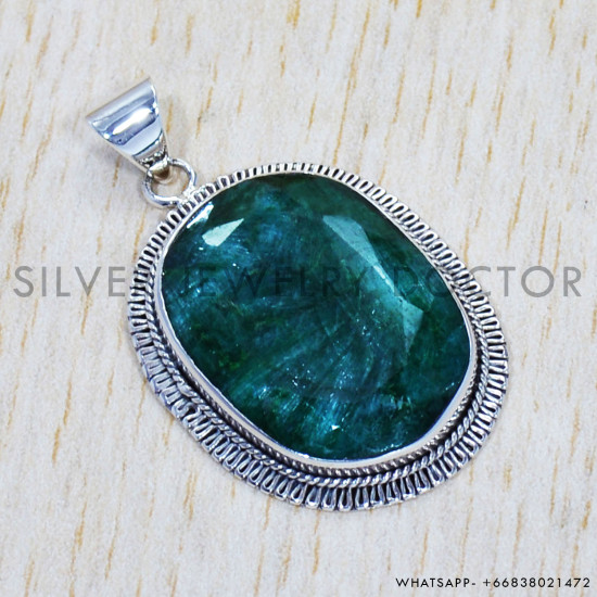 Emerald 925 Sterling Silver Pendant (SJWP-501) Emerald 925 Sterling Silver Pendant (SJWP-501)