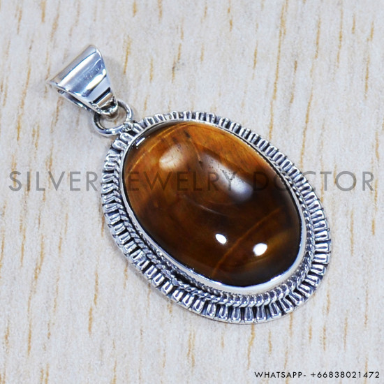Tiger Eye 925 Sterling Silver Pendant (SJWP-508) Tiger Eye 925 Sterling Silver Pendant (SJWP-508)