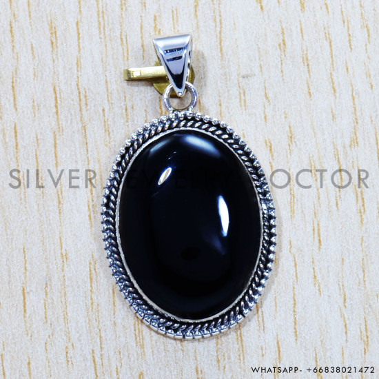 Black Onyx 925 Sterling Silver Pendant (SJWP-514) Black Onyx 925 Sterling Silver Pendant (SJWP-514)