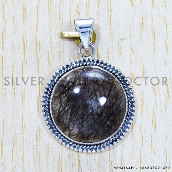 Black Rutile 925 Sterling Silver Pendant (SJWP-520) Black Rutile 925 Sterling Silver Pendant (SJWP-520)
