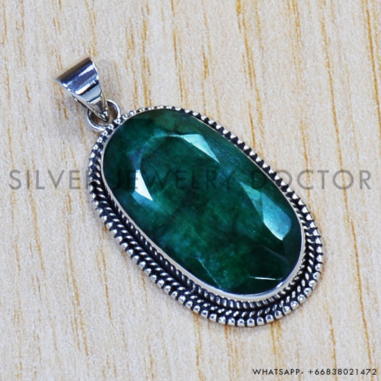 Emerald 925 Sterling Silver Pendant (SJWP-523) Emerald 925 Sterling Silver Pendant (SJWP-523)