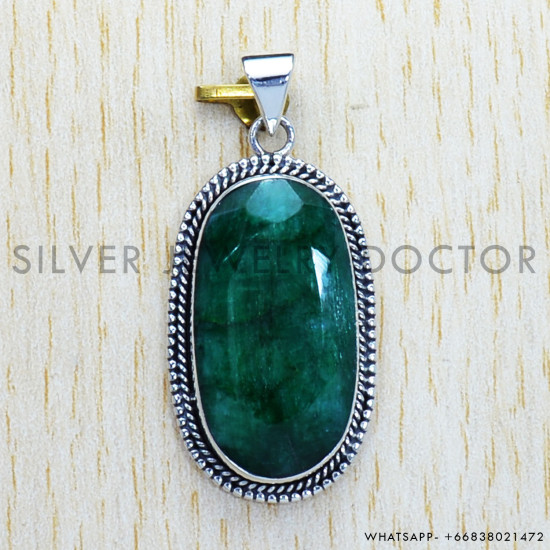 Emerald 925 Sterling Silver Pendant (SJWP-523) Emerald 925 Sterling Silver Pendant (SJWP-523)