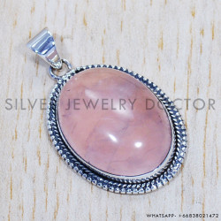 Rose Quartz 925 Sterling Silver Pendant (SJWP-530)