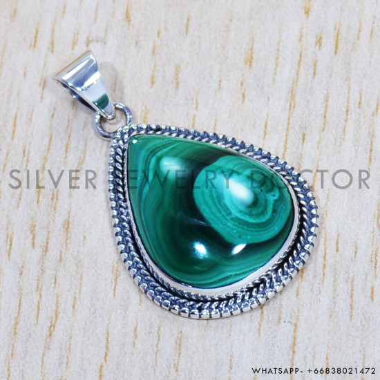 Malachite 925 Sterling Silver Pendant (SJWP-531) Malachite 925 Sterling Silver Pendant (SJWP-531)