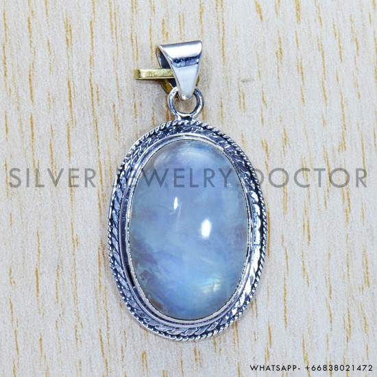 Rainbow Moonstone 925 Sterling Silver Pendant (SJWP-534) Rainbow Moonstone 925 Sterling Silver Pendant (SJWP-534)