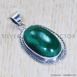 Malachite 925 Sterling Silver Pendant (SJWP-543)