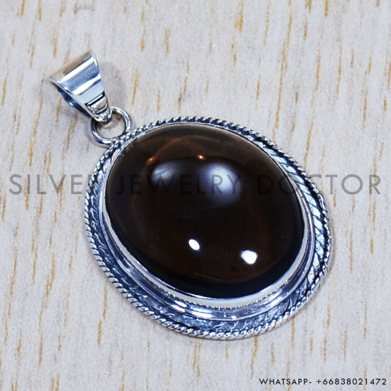 Smoky Quartz 925 Sterling Silver Pendant (SJWP-549) Smoky Quartz 925 Sterling Silver Pendant (SJWP-549)