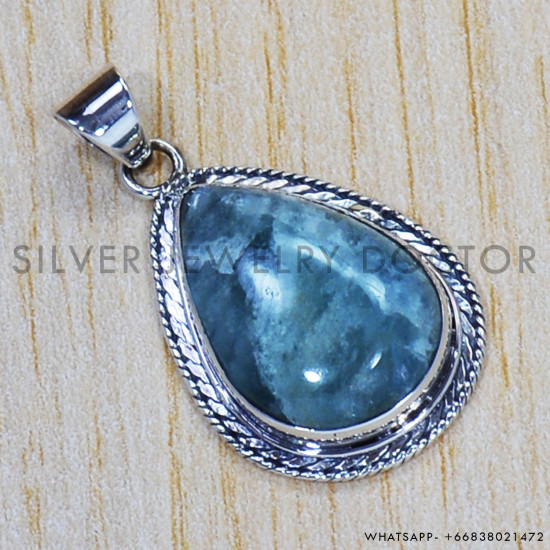 Aquamarine 925 Sterling Silver Pendant (SJWP-550) Aquamarine 925 Sterling Silver Pendant (SJWP-550)