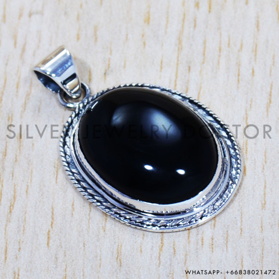 Black Onyx 925 Sterling Silver Pendant (SJWP-552) Black Onyx 925 Sterling Silver Pendant (SJWP-552)