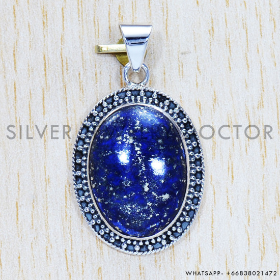 Lapis Lazuli 925 Sterling Silver Pendant (SJWP-557) Lapis Lazuli 925 Sterling Silver Pendant (SJWP-557)