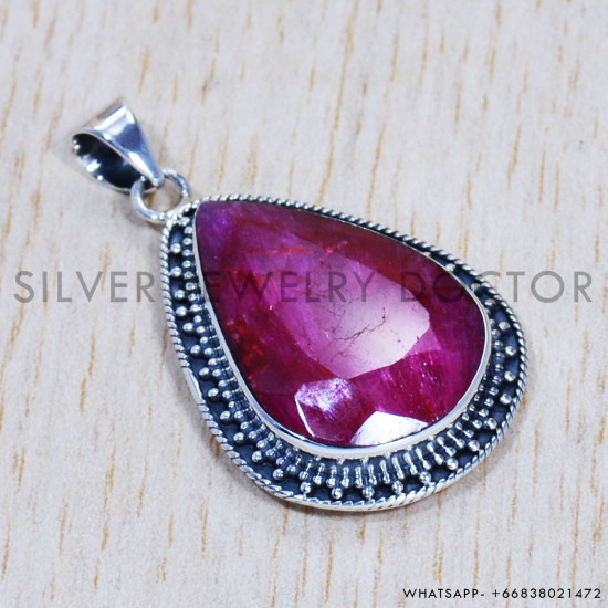 Ruby 925 Sterling Silver Pendant (SJWP-566) Ruby 925 Sterling Silver Pendant (SJWP-566)
