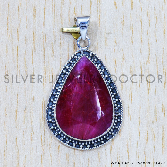Ruby 925 Sterling Silver Pendant (SJWP-566) Ruby 925 Sterling Silver Pendant (SJWP-566)