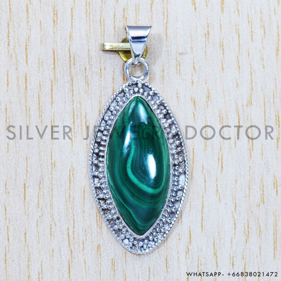 Malachite 925 Sterling Silver Pendant (SJWP-569) Malachite 925 Sterling Silver Pendant (SJWP-569)