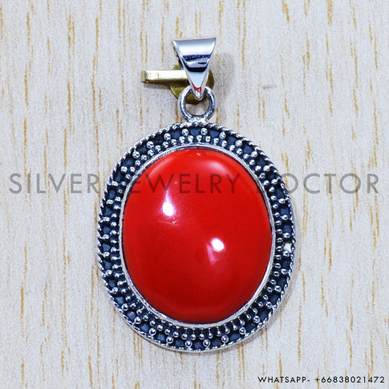 Coral 925 Sterling Silver Pendant (SJWP-573) Coral 925 Sterling Silver Pendant (SJWP-573)