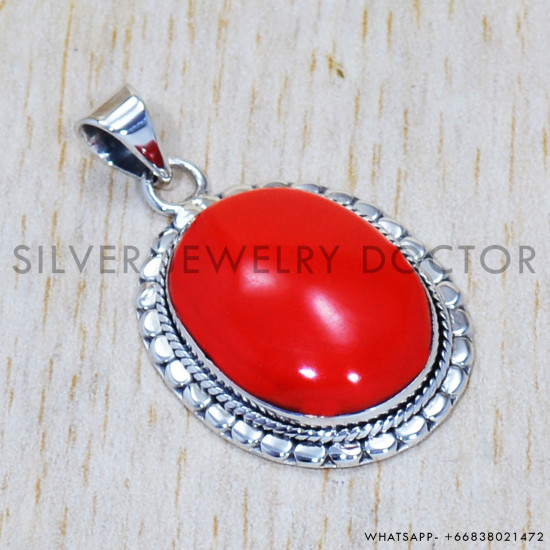 Coral 925 Sterling Silver Pendant (SJWP-581) Coral 925 Sterling Silver Pendant (SJWP-581)