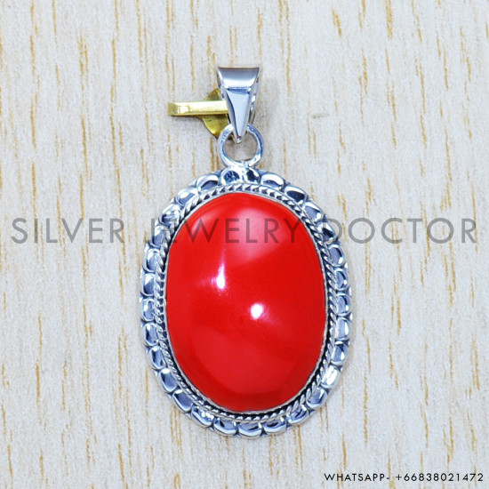 Coral 925 Sterling Silver Pendant (SJWP-581) Coral 925 Sterling Silver Pendant (SJWP-581)