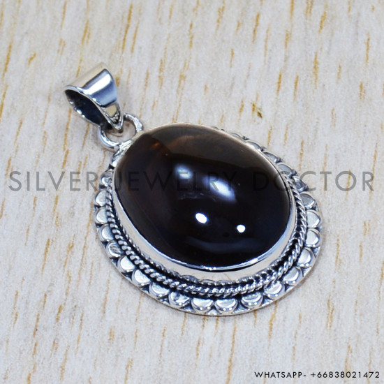 Smoky Quartz 925 Sterling Silver Pendant (SJWP-586) Smoky Quartz 925 Sterling Silver Pendant (SJWP-586)