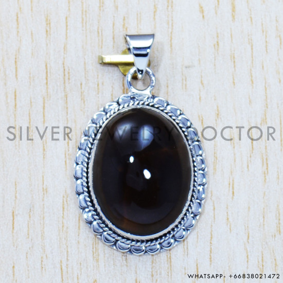 Smoky Quartz 925 Sterling Silver Pendant (SJWP-586) Smoky Quartz 925 Sterling Silver Pendant (SJWP-586)