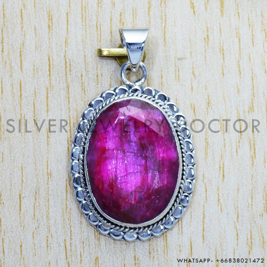 Ruby 925 Sterling Silver Pendant (SJWP-595) Ruby 925 Sterling Silver Pendant (SJWP-595)