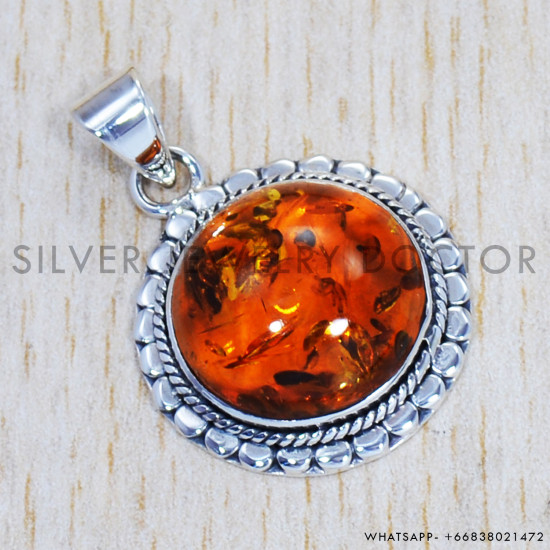 Amber 925 Sterling Silver Pendant (SJWP-597) Amber 925 Sterling Silver Pendant (SJWP-597)