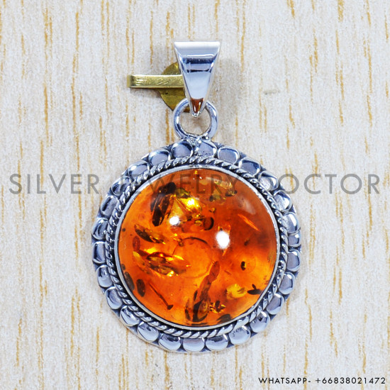 Amber 925 Sterling Silver Pendant (SJWP-597) Amber 925 Sterling Silver Pendant (SJWP-597)
