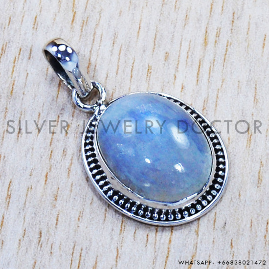 Rainbow Moonstone 925 Sterling Silver Pendant (SJWP-606) Rainbow Moonstone 925 Sterling Silver Pendant (SJWP-606)