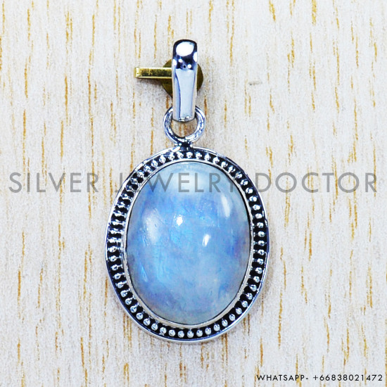 Rainbow Moonstone 925 Sterling Silver Pendant (SJWP-606) Rainbow Moonstone 925 Sterling Silver Pendant (SJWP-606)