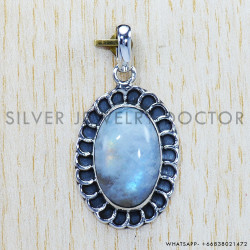 Rainbow Moonstone 925 Sterling Silver Pendant (SJWP-607)