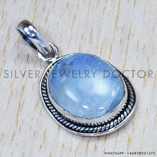 Rainbow Moonstone 925 Sterling Silver Pendant (SJWP-611) Rainbow Moonstone 925 Sterling Silver Pendant (SJWP-611)